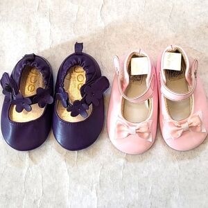 Set of two pair soft sole baby shoes